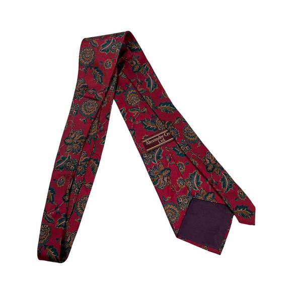 Alexander Cross Ltd. Neck Tie Red Floral All Silk Men's Suit Accessories Formal - Picture 4 of 9